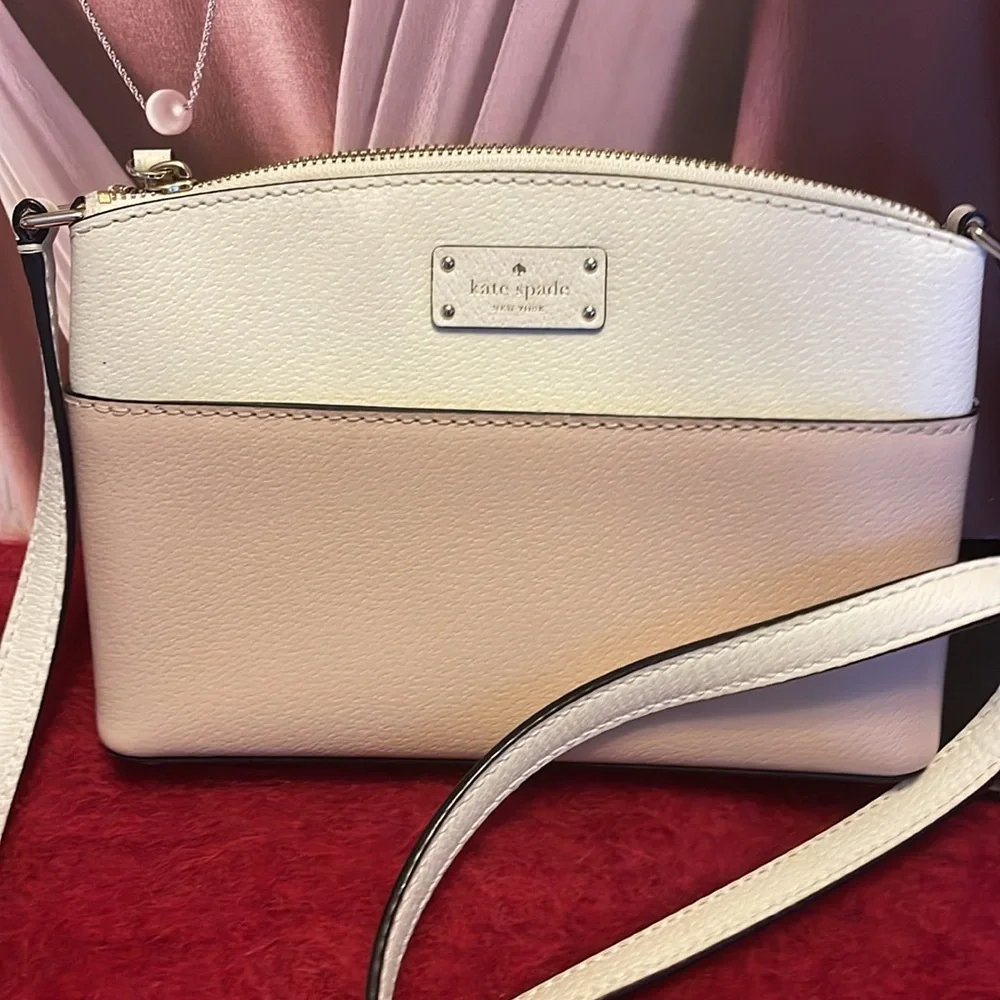 KATE SPADE GROVE STREET MILLIE LEATHER CROSSBODY TAN AND CREAM